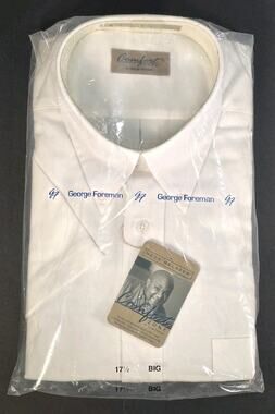 George Foreman Comfort Zone Men's White Button Up Short Sleeve Shirt Size 17.5